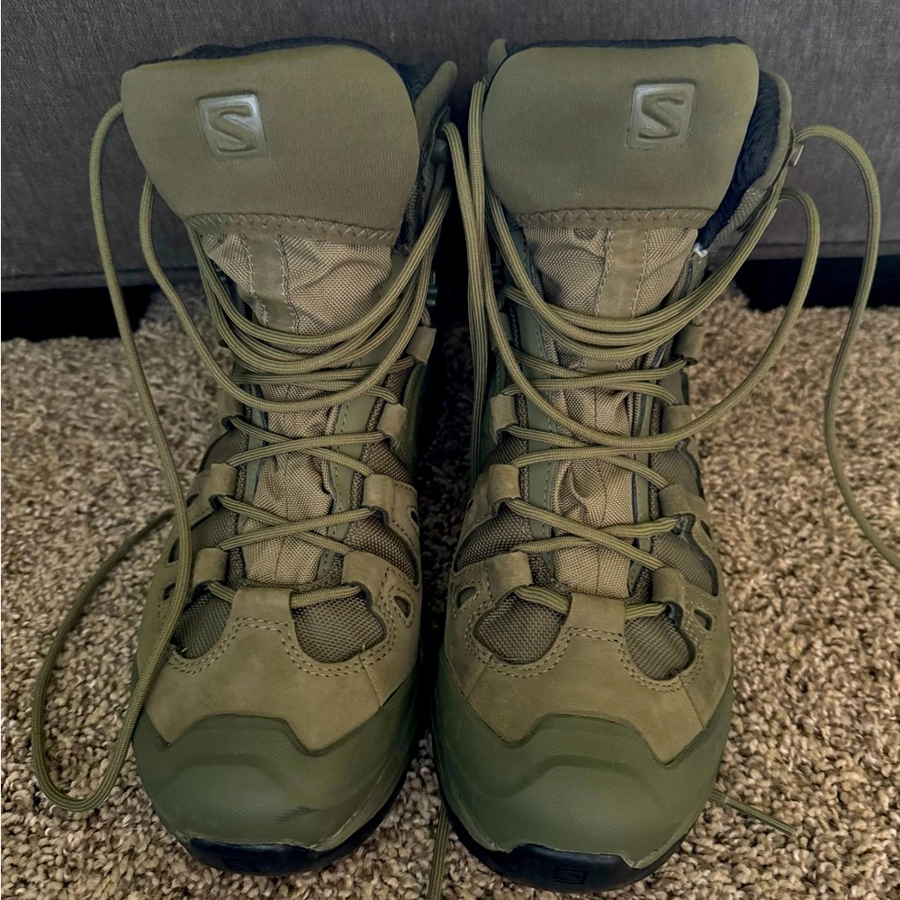 Olive Salomon work boots, size men’s 10